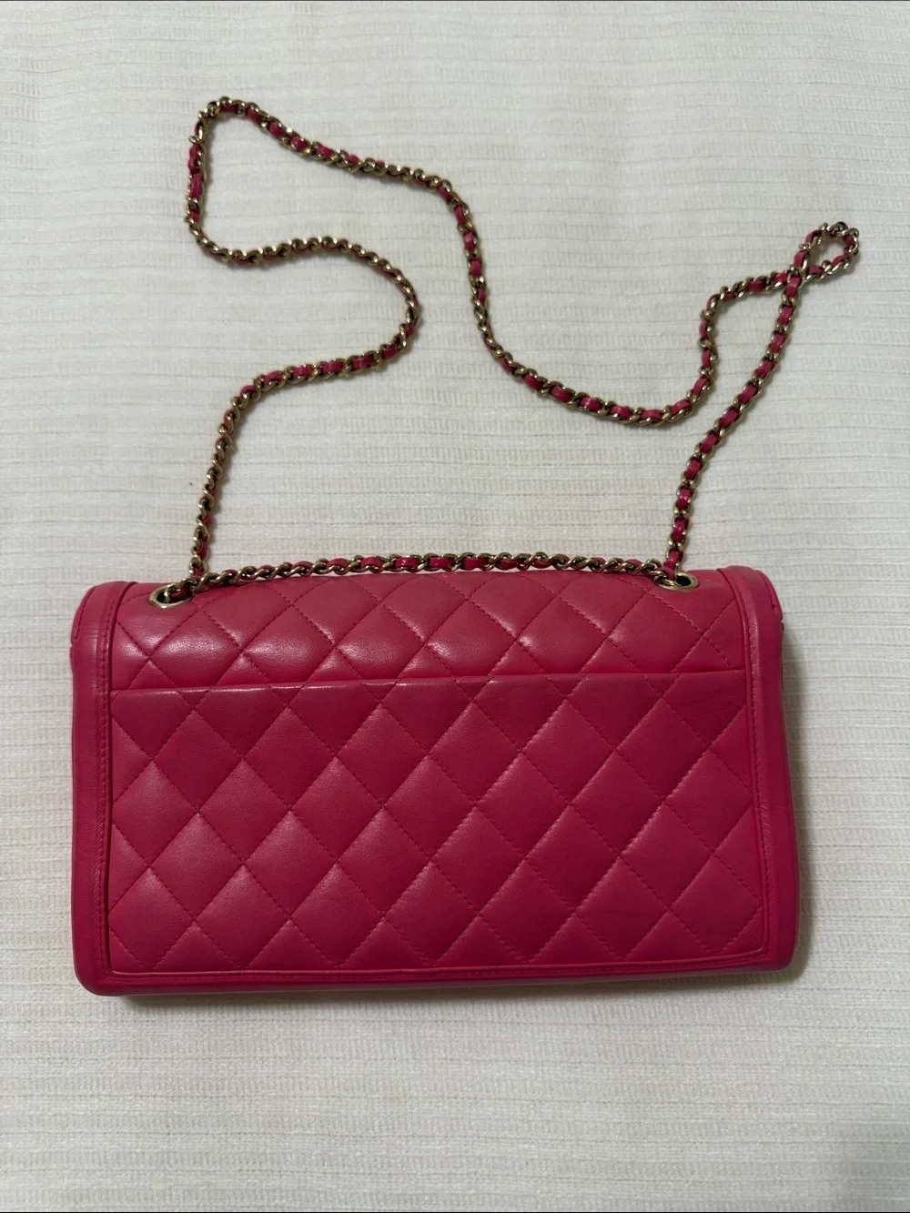 CHANEL Hot Pink Quilted Flap Shoulder Bag with Gold-Tone Chain